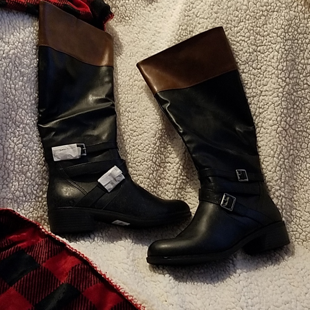 Womens Black and Brown Riding Boots